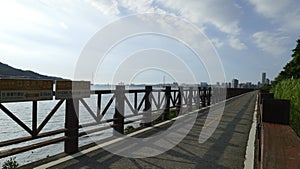 Nice view of Taipei Central River bike path, Taiwan