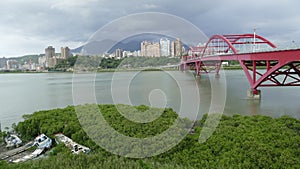 Nice view of Taipei Central River bike path, Taiwan