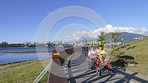 Nice view of Taipei Central River bike path, Taiwan