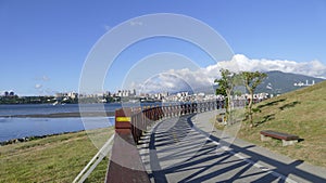 Nice view of Taipei Central River bike path, Taiwan