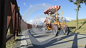 Nice view of Taipei Central River bike path, Taiwan