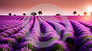 nice viewe of Lavender field sunset and lines