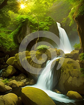 a nice waterfall and forest