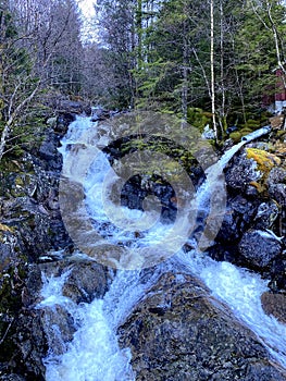 Water fall in the forrest in Norway, the west coast. Mindfullness sound