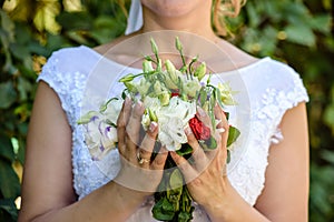 Nice wedding bouquet in bride's hand