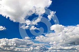 Nice white clouds over blue and azure sky