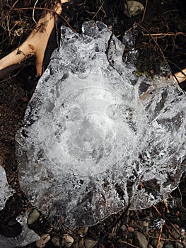 Ice piece near lake in spring, Lithuania