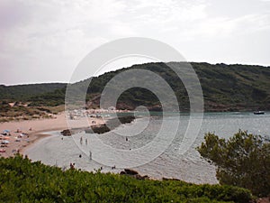 Nice Wild Beach Of Algairens In Citadel On Menorca Island. July 5, 2012. Menorca, Balearic Islands, Spain, Europe. Travel Tourism