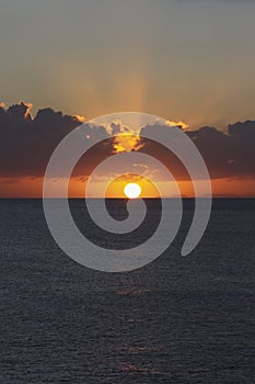 Last lights in a sea sunset