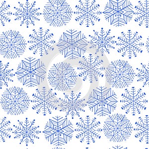 Nice winter snowflake set. Vector seamless pattern.