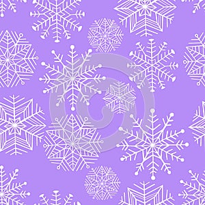 Nice winter snowflake set. Vector seamless pattern.