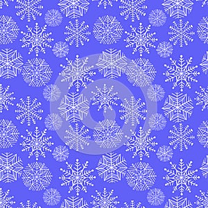 Nice winter snowflake set. Vector seamless pattern.