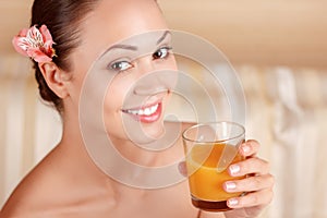 Nice woman drinking juice