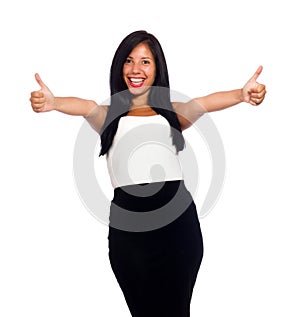 Nice woman model isolated on the white background