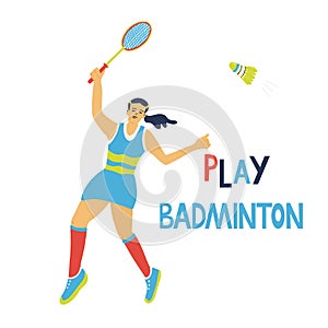 Nice woman playing badminton game.