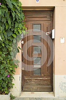 Nice wood door in Camargue area, Provence, france