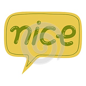 Nice Word Speech Bubble Cloud Chat Lettering Vector