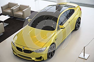 Nice yellow BMW electric car