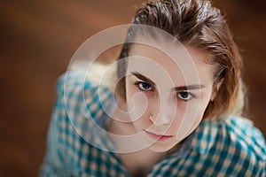 A nice young girl with wet hair