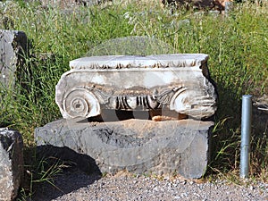 Ancient Greek Marble Ionic Column Capital, Delphi, Greece