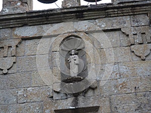 niche in the facade of the parish church of los vilares, lugo, galicia, spain, europe