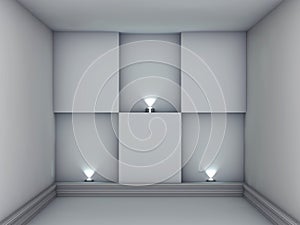 Niches with spotlights in grey interior