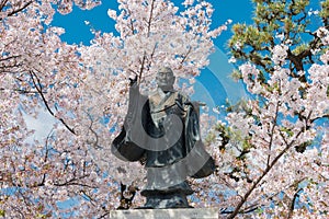 Nichiren Statue at Myoren-ji Temple in Kamigyo, Kyoto, Japan. Nichiren 1222-1282 was a Japanese