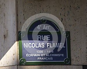 Nicholas Flamel street sign