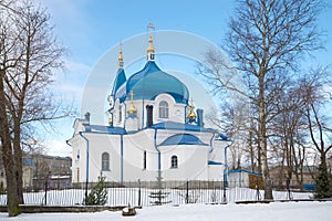 Nicholas the Wonderworker`s church in the February afternoon. Sortavala, Karelia