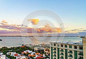 Nichupte Lagoon is one of the best examples of natural paradise. Sunrise on the tropical beach of Cancun in Mexico