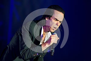 Nick Cave and the Bad Seeds band perform in concert