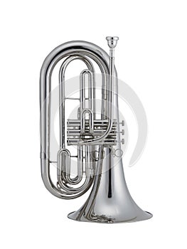 Nickel Baritone, Baritone, Brass Classical Music Instrument Isolated on White background, Musician