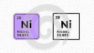Nickel, chemical element of the periodic table vector