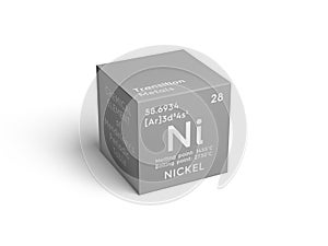 Nickel. Transition metals. Chemical Element of Mendeleev\'s Periodic Table.. 3D illustration