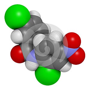 Niclosamide tapeworm drug molecule (anthelmintic). May be useful as antidiabetic drug, acting as a mitochondrial uncoupler. Atoms