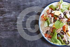 Nicoise salad with tuna, green beans, basil and fresh vegetables