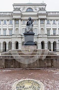 Nicolaus Copernicus Monument situated before the Staszic Palace in Warsaw, Poland