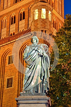 The Nicolaus Copernicus Monument in Torun - home town of astronomer Nicolaus Copernicus. Torun, Poland