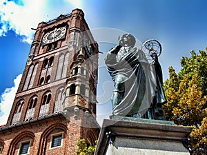 Nicolaus Copernicus monument in Torun in Poland