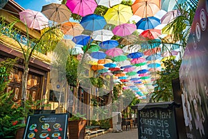 NICOSIA, CYPRUS - SEPTEMBER 19: Cafe at Arasta street, a tourist