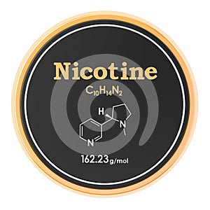 Nicotine circle icon, 3D rendering isolated on white background