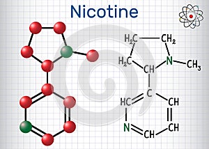 Nicotine molecule, is alkaloid , found in the nightshade family