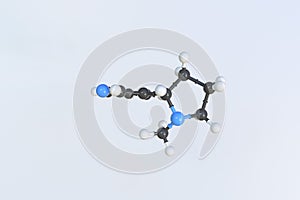Nicotine molecule. Isolated molecular model. 3D rendering