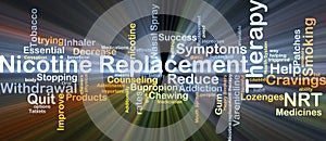 Nicotine replacement therapy NRT background concept glowing