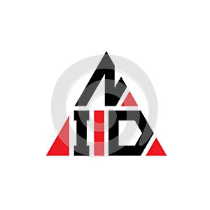 NID triangle letter logo design with triangle shape. NID triangle logo design monogram. NID triangle vector logo template with red