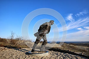 Monument to French writer and philosopher Jean-Paul Sartre, installed on the dune of Parnidis photo