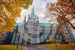 Nidaros Cathedral in autumn, Trondheim Norway