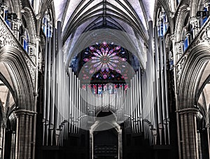 Nidaros Cathedral, Organ and stained glass window.