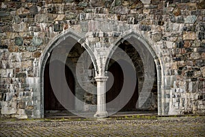 Nidarosdomen cathedral side entrance, Trondheim, Norway.