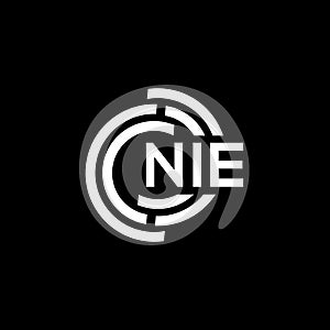 NIE letter logo design. NIE monogram initials letter logo concept. NIE letter design in black background photo